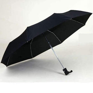 Planet Gates Black / China Ladies Fully-automatic Aluminium Fiberglass Strong Frame Three Folding compact big rain umbrella