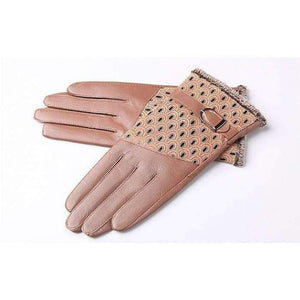 Planet Gates Black / China / M Women's Winter Gloves Fashion Warm Thicken Dot Pattern Peacock Genuine Leather Gloves High quality Mittens