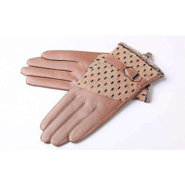 Planet Gates Black / China / M Women's Winter Gloves Fashion Warm Thicken Dot Pattern Peacock Genuine Leather Gloves High quality Mittens