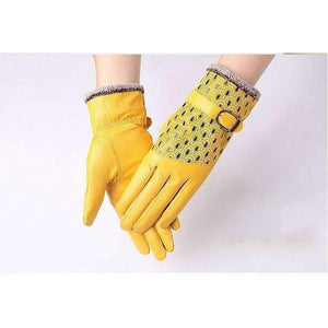 Planet Gates Black / China / M Women's Winter Gloves Fashion Warm Thicken Dot Pattern Peacock Genuine Leather Gloves High quality Mittens