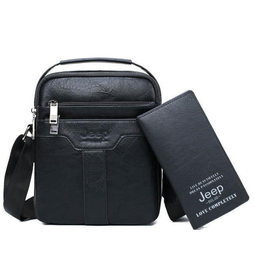 Planet Gates Black / China Men Messenger Bags 2pce set Crossbody Business Casual Handbag Male Spliter Leather Shoulder Bag Large Capacity