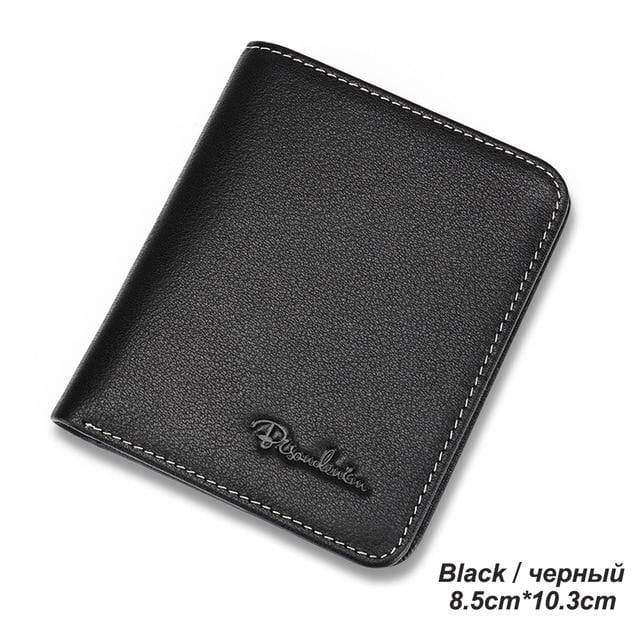 Planet Gates Men Wallets Black Genuine Leather Purse For Men Business Card Holder Men's Wallet Mini N4429