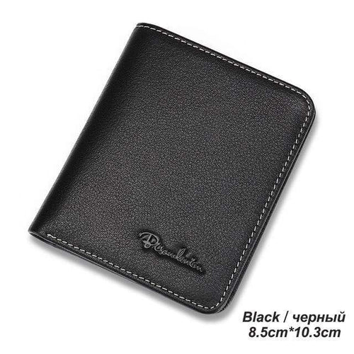 Planet Gates Black / China Men Wallets Black Genuine Leather Purse For Men Business Card Holder Men's Wallet Mini N4429