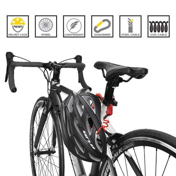 Planet Gates Black / China Mini Bike Lock 1200mm Fold Backpack Cycling Helmet Bicycle Cable Lock 3 Digit Combination Anti-theft Bike Bicycle Lock