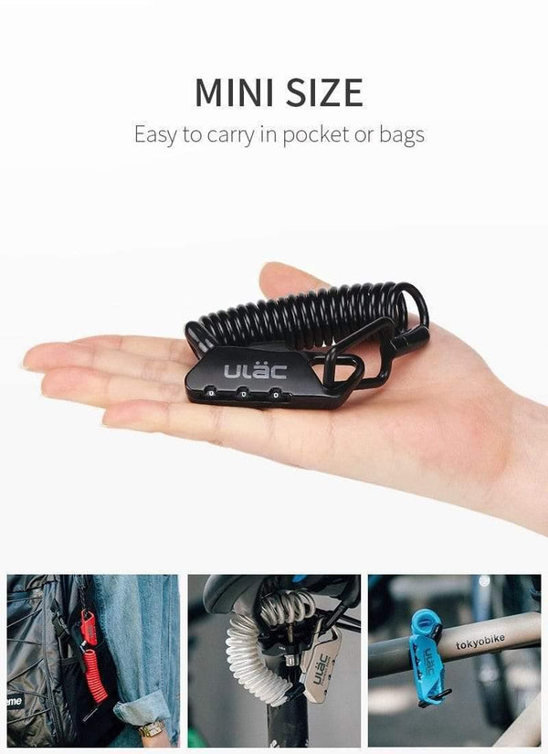 Planet Gates Black / China Mini Bike Lock 1200mm Fold Backpack Cycling Helmet Bicycle Cable Lock 3 Digit Combination Anti-theft Bike Bicycle Lock
