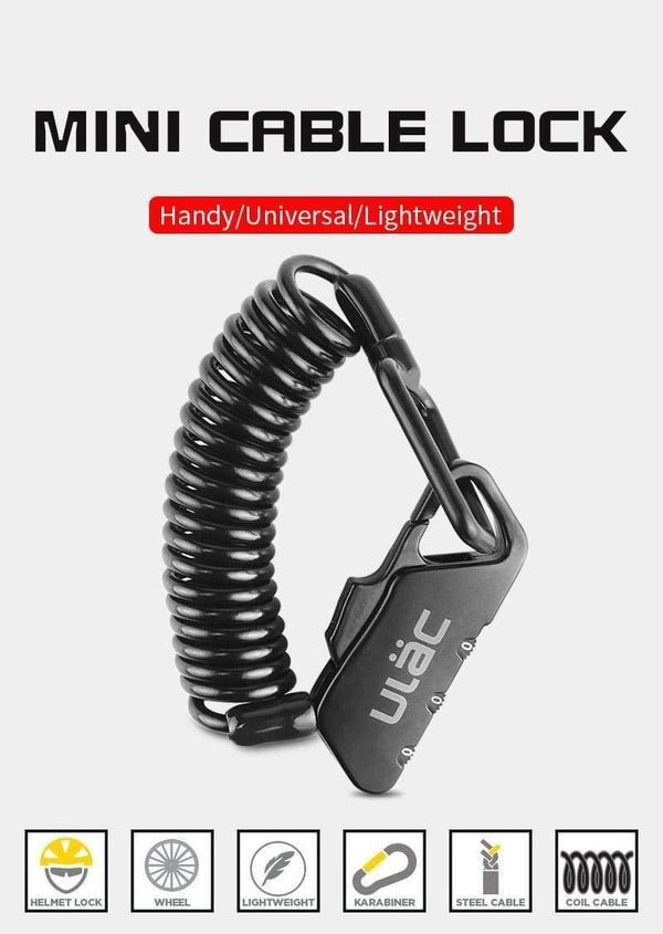 Planet Gates Black / China Mini Bike Lock 1200mm Fold Backpack Cycling Helmet Bicycle Cable Lock 3 Digit Combination Anti-theft Bike Bicycle Lock