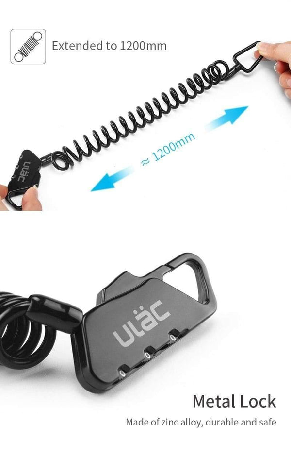 Planet Gates Black / China Mini Bike Lock 1200mm Fold Backpack Cycling Helmet Bicycle Cable Lock 3 Digit Combination Anti-theft Bike Bicycle Lock