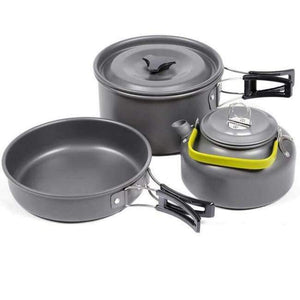 Planet Gates BLACK / China Outdoor pot kettle camping cookware Aluminum foldable tableware trekking picnic camping cooking set picnic equipment