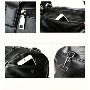 Planet Gates BLACK / China PU Leather Men's Sports Bags Gym Bags Classic Sports HandBag Fitness Travel Bags Workout Shoulder Bag SB0004