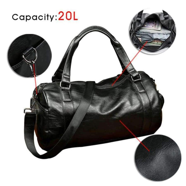 Planet Gates BLACK / China PU Leather Men's Sports Bags Gym Bags Classic Sports HandBag Fitness Travel Bags Workout Shoulder Bag SB0004