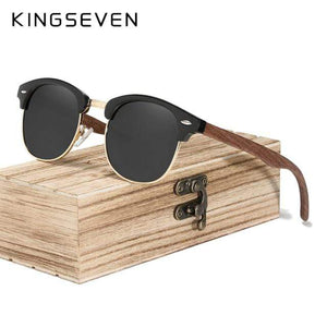 Planet Gates Black / China Retro Fashion Style Handmade Black Walnut Wooden Sunglasses Men Women 100%Polarized UV400  Lens Semi-Rimless Eyewear