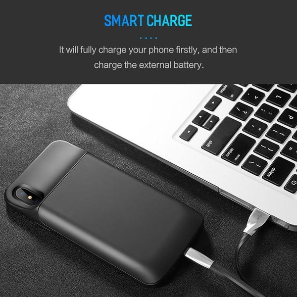 Planet Gates Black / China ROCK 6000mAh Power Bank Case for iPhone X, Ultra Slim External Backup Battery Charger Case for iphone X