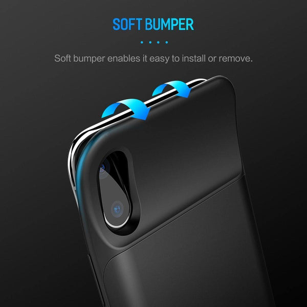 Planet Gates Black / China ROCK Battery Charger Case For iPhone X 10 Portable 6000mAh Power Bank Charing Case External Backup