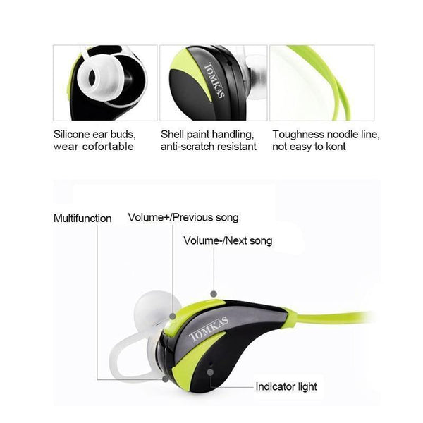 Planet Gates Black / China TOMKAS Bluetooth 4.0 Sport Earphone Wireless Headset Stereo Mic Music Hands Free In-ear Bluetooth Earphone  For iPhone 6 7 Phone
