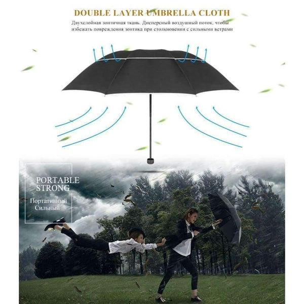 Planet Gates black / China Top Quality Umbrella Men Rain Woman Windproof Large Paraguas Male Women Sun 3 Folding Big Umbrella Outdoor Parapluie