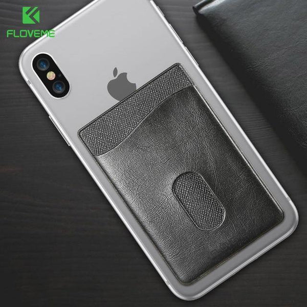 Planet Gates Black / China / Universal FLOVEME Leather 3M Adhesives Card Sticker Pocket Universal Credit Card Wallet Case For iPhone X 8 Samsung Women Men Phone Pouch