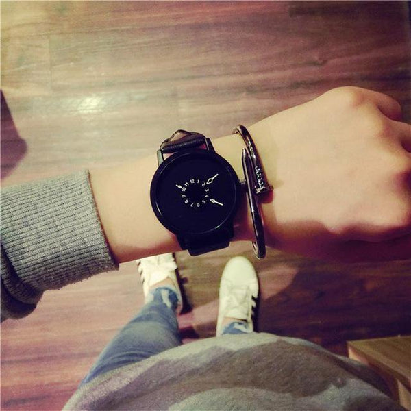 Planet Gates Black / China Watches Men Women Quartz Clock New Design Unique Lovers' Wrist Watch Casual Black White Watch Leather Band