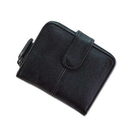 Planet Gates Black / China Women's Small Wallet For Credit Card Female Coin Purse Leather Wallet Fashion Short Clutch Lady Solid Mini Purse Women Wallets
