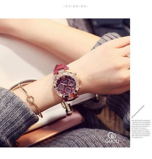 Planet Gates Black / China Women's Watches  Ladies Watch Women Diamond Watches Bracelets For Women Montre Femme Auto Calendar Clock Leather Saat