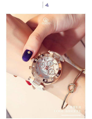 Planet Gates Black / China Women's Watches  Ladies Watch Women Diamond Watches Bracelets For Women Montre Femme Auto Calendar Clock Leather Saat