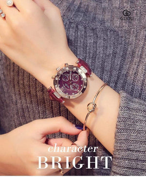 Planet Gates Black / China Women's Watches  Ladies Watch Women Diamond Watches Bracelets For Women Montre Femme Auto Calendar Clock Leather Saat