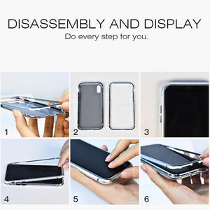 Planet Gates Black clear 4 Magneto Magnetic Adsorption Case Clear Tempered Glass Huawei P20 Pro