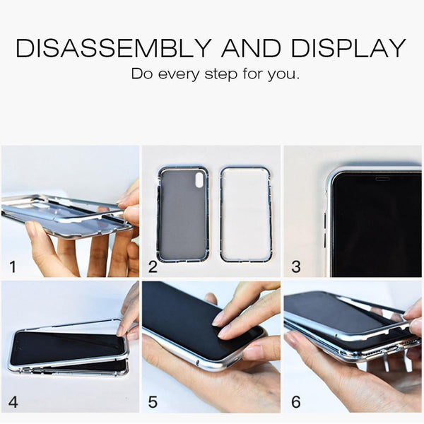 Planet Gates Black clear 4 Magneto Magnetic Adsorption Case Clear Tempered Glass Huawei P20 Pro