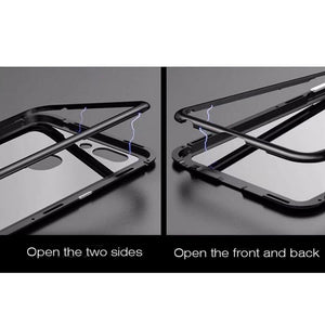 Planet Gates Black clear 4 Magneto Magnetic Adsorption Case Clear Tempered Glass Huawei P20 Pro