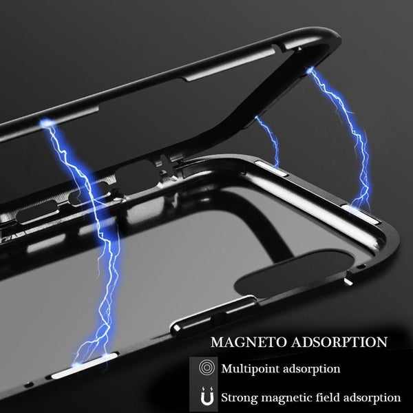Planet Gates Black clear 4 Magneto Magnetic Adsorption Case Clear Tempered Glass Huawei P20 Pro