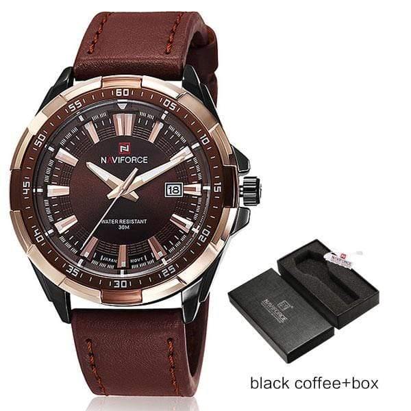 Planet Gates black coffee box Men Quartz Watches Leather Waterproof Analog Watches Mens Date Casual Clock Rome Time Relogio Masculino