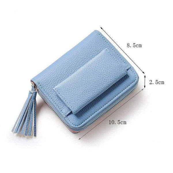 Planet Gates Black Coin Purse Women Coin Purse Female Tassel Pendant Short Money Wallets PU Leather Lady Zipper Mini Coin Purses Fashion Card Holders Monedero