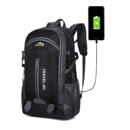 Planet Gates Black Color / 30 - 40L Waterproof Backpack Hiking Bag Cycling Climbing Backpack Travel Outdoor Bags Men Women USB Charge Anti Theft Sports Bag