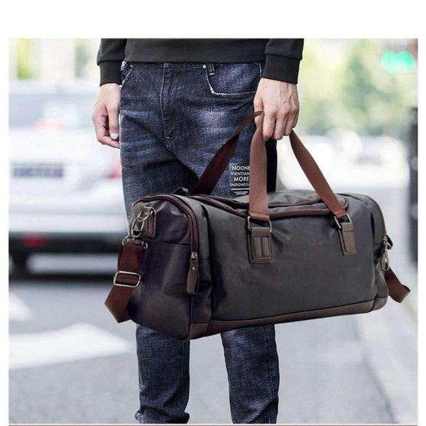 Planet Gates Black Color PU Leather Men's Sports Bags Gym Bags Classic Sports HandBag Fitness Travel Bags Workout Shoulder Bag SB0029