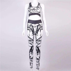 Planet Gates Black color / S Sexy Slim women yoga suits breathable sport sets yoga bra and yoga leggings 3D printing flower training sets