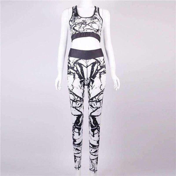 Planet Gates Black color / S Sexy Slim women yoga suits breathable sport sets yoga bra and yoga leggings 3D printing flower training sets