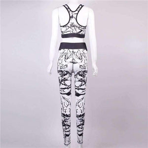 Planet Gates Black color / S Sexy Slim women yoga suits breathable sport sets yoga bra and yoga leggings 3D printing flower training sets