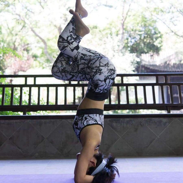 Planet Gates Black color / S Sexy Slim women yoga suits breathable sport sets yoga bra and yoga leggings 3D printing flower training sets