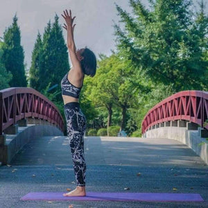 Planet Gates Black color / S Sexy Slim women yoga suits breathable sport sets yoga bra and yoga leggings 3D printing flower training sets