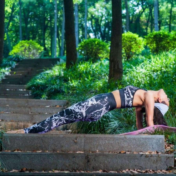 Planet Gates Black color / S Sexy Slim women yoga suits breathable sport sets yoga bra and yoga leggings 3D printing flower training sets