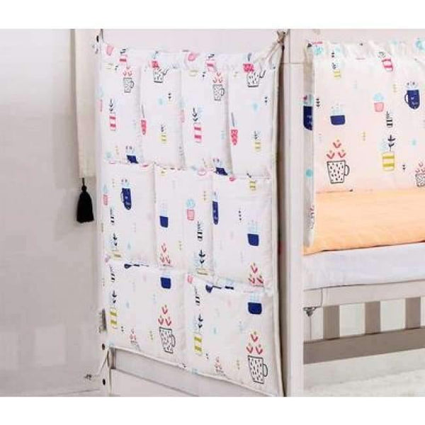 Planet Gates Black Cotton Grey Baby Bed Hanging Storage Bag Newborn Crib Organizer Toy Diaper Pocket for Babies Bedding Set 50*60CM