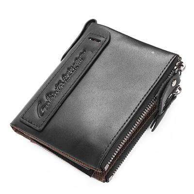 Мъжки портфейл Planet Gates Black Crazy Horse от кожа, къс, с монети, малък, винтидж, марка, висококачествен, дизайнерски, carteira