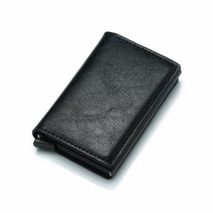 Planet Gates black Credit Card Holder PU Leather Wallet Antitheft Men Wallets Automatic Pop Up Card Case Metal men Card Holder RFID