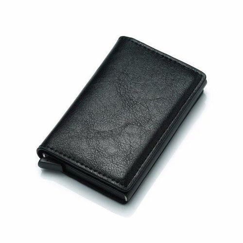 Planet Gates black Credit Card Holder PU Leather Wallet Antitheft Men Wallets Automatic Pop Up Card Case Metal men Card Holder RFID
