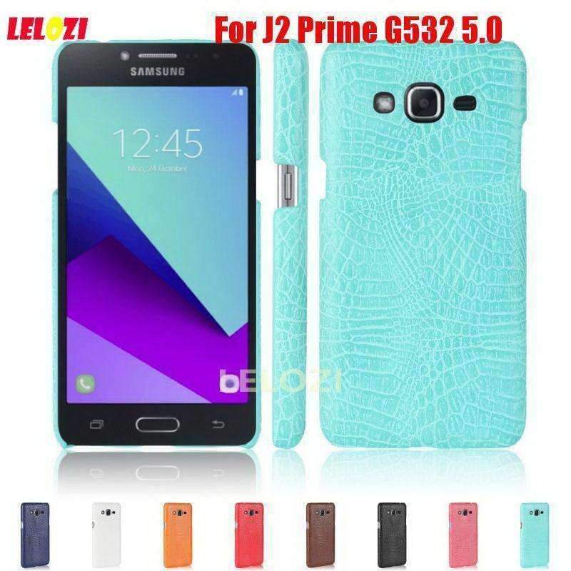 Planet Gates Black Crocodile Snake Pattern Hard PC PU Leather Lether Phone Etui Coque Case For Samsung Galaxy J2 Prime G532 5.0 Pink Deluxe