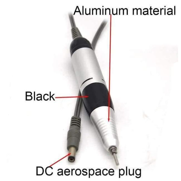 Planet Gates Black-DC-A Nail Drill Handle Handpiece For Electric Nail Art Manicure + Pedicure Drill Machine Accessory Tool DC 3V-DC 18V 1A