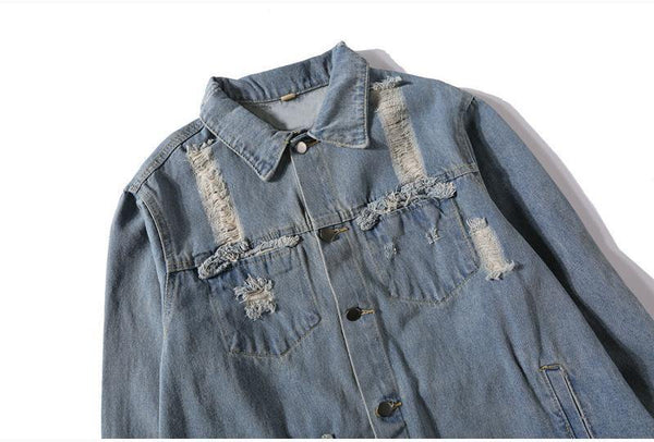 Planet Gates black Denim Jeans / XXL Hipster Men  Embroidery Denim Jackets Retro Streetwear Harajuku Ripped  Slim fit Hip Hop