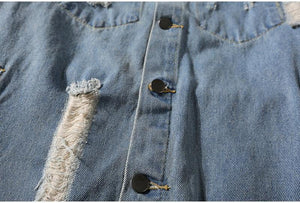 Planet Gates black Denim Jeans / XXL Hipster Men  Embroidery Denim Jackets Retro Streetwear Harajuku Ripped  Slim fit Hip Hop