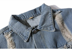 Planet Gates black Denim Jeans / XXL Hipster Men  Embroidery Denim Jackets Retro Streetwear Harajuku Ripped  Slim fit Hip Hop