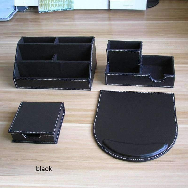 Planet Gates black desk organizer PU leather wood multifonctional office desk organizer memo stationery holder organizer office supplies desk accessories K226