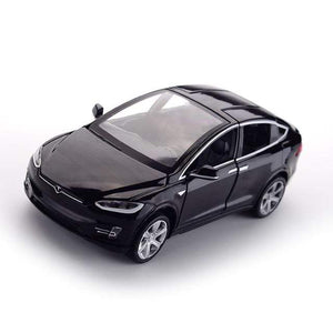 Planet Gates black Diecast Model Cars 1:32 Alloy Tesla MODEL X Miniature Scale Metal Vehicles for Children Collection Boys Gifts Christmas Toy